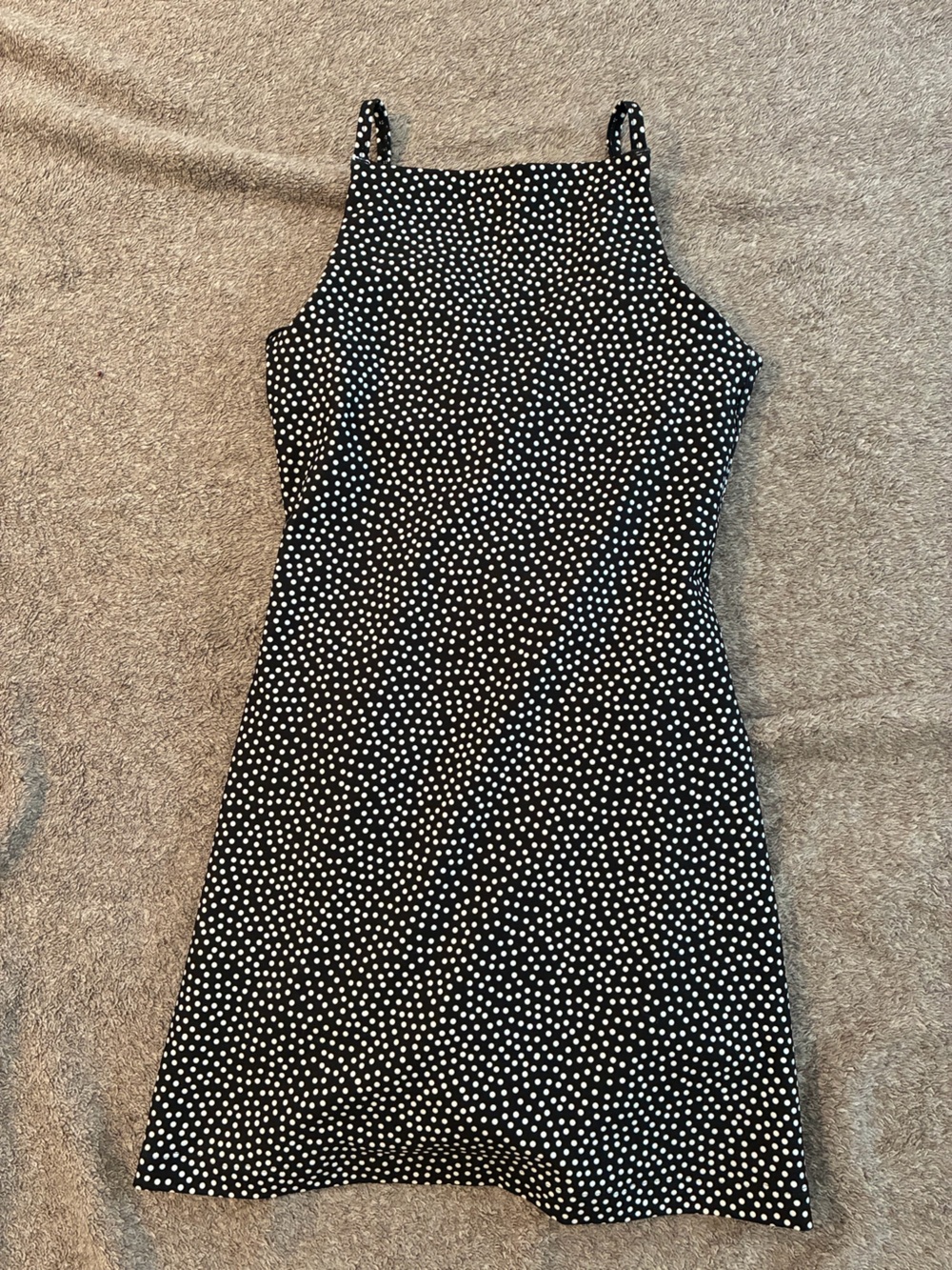 Black Polka Dot Mini Dress with White Spots